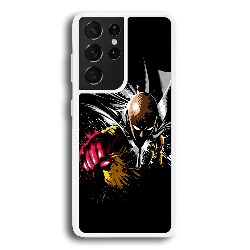 One Punch Man Saitama Painting Samsung Galaxy S21 Ultra Case-Phone Case-Rubber White (2D Case)-Altracase