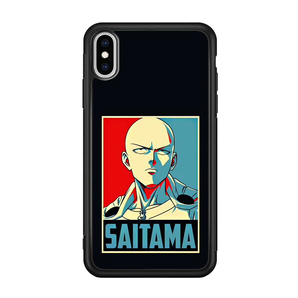 One Punch Man Saitama Poster iPhone Xs Case-Phone Case-Rubber Black (2D Case)-Altracase