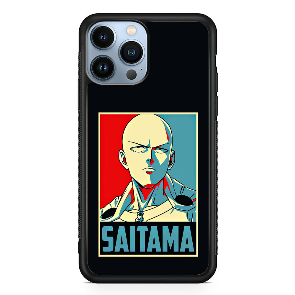 One Punch Man Saitama Poster iPhone 15 Pro Max Case-Phone Case-Rubber Black (2D Case)-Altracase