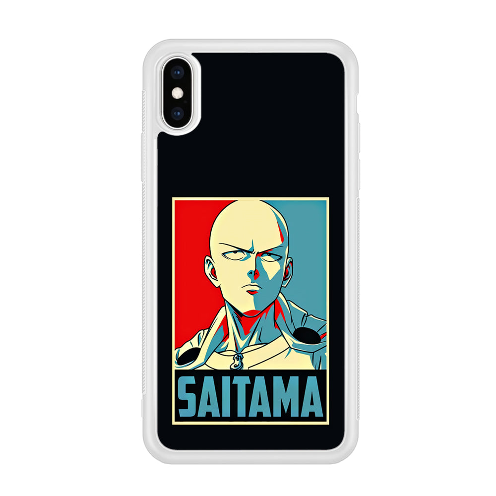 One Punch Man Saitama Poster iPhone Xs Case-Phone Case-Rubber White (2D Case)-Altracase
