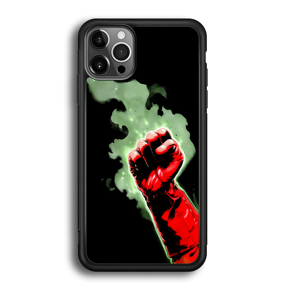 One Punch Man Saitama Punch iPhone 12 Pro Max Case-Phone Case-Rubber Black (2D Case)-Altracase