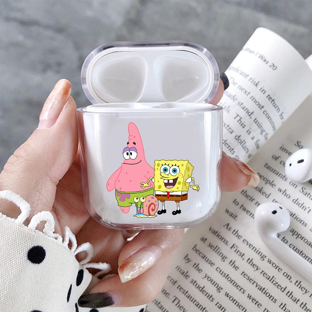 Patrick SpongeBob and Gary Hard Plastic Protective Clear Case Cover For Apple Airpods-AirPod Case-Altracase