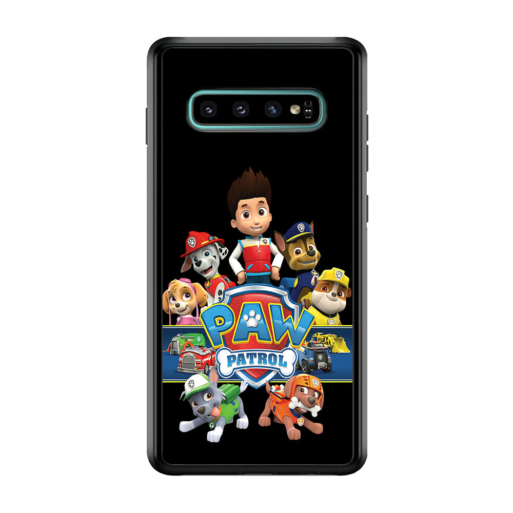 Paw Patrol Black Samsung Galaxy S10 Case-Phone Case-Rubber Black (2D Case)-Altracase