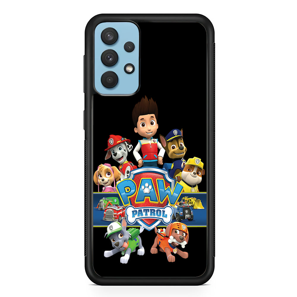 Paw Patrol Black Samsung Galaxy A32 Case-Phone Case-Rubber Black (2D Case)-Altracase