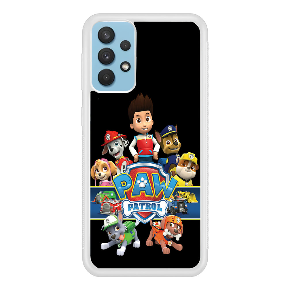 Paw Patrol Black Samsung Galaxy A32 Case-Phone Case-Rubber White (2D Case)-Altracase