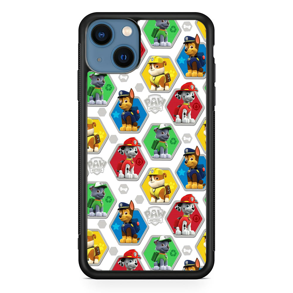 Paw Patrol Patern White iPhone 13 Mini Case-Phone Case-Rubber Black (2D Case)-Altracase