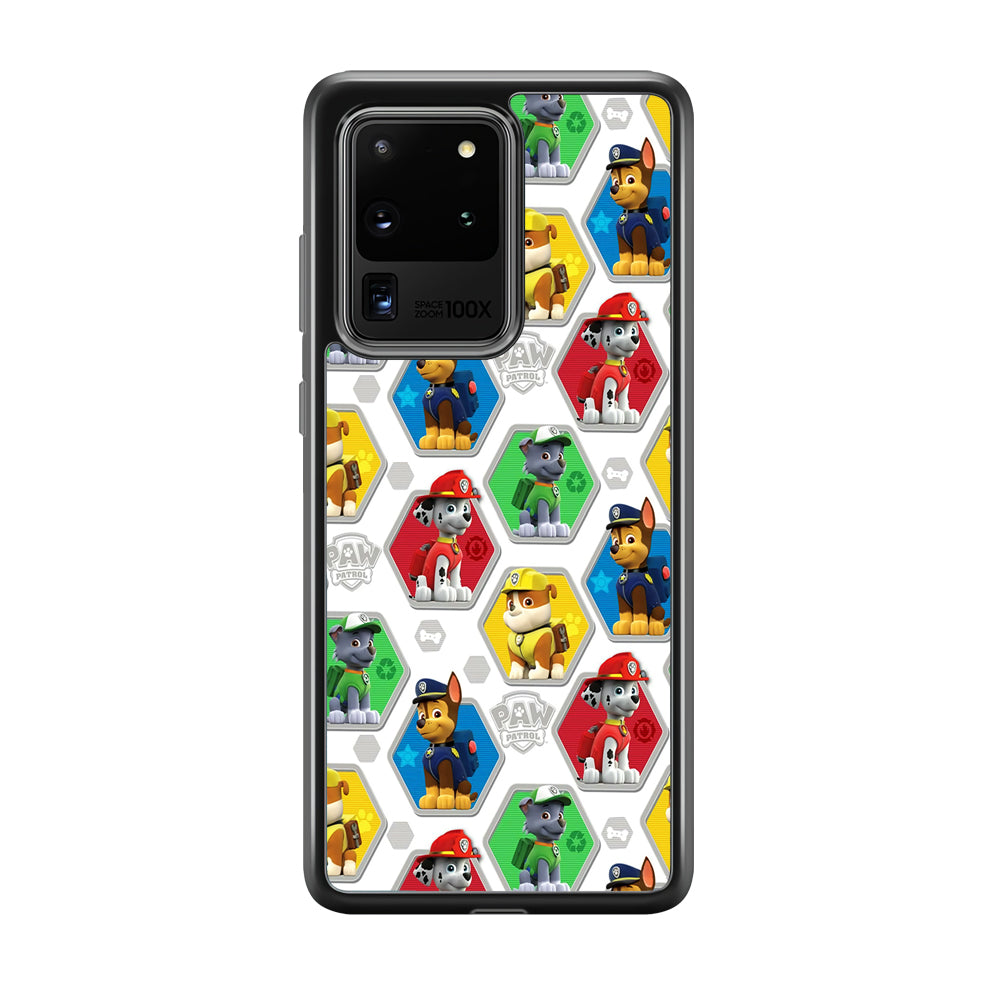 Paw Patrol Patern White Samsung Galaxy S20 Ultra Case-Phone Case-Rubber Black (2D Case)-Altracase