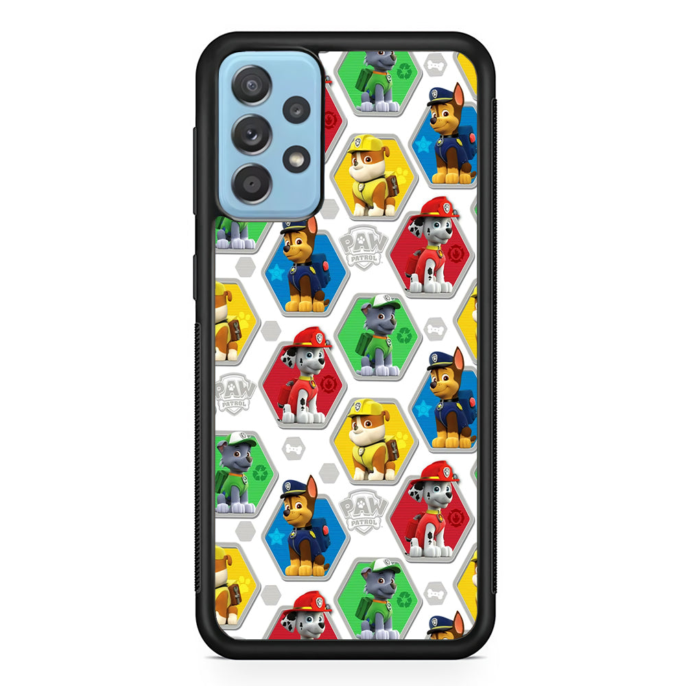 Paw Patrol Patern White Samsung Galaxy A52 Case-Phone Case-Rubber Black (2D Case)-Altracase