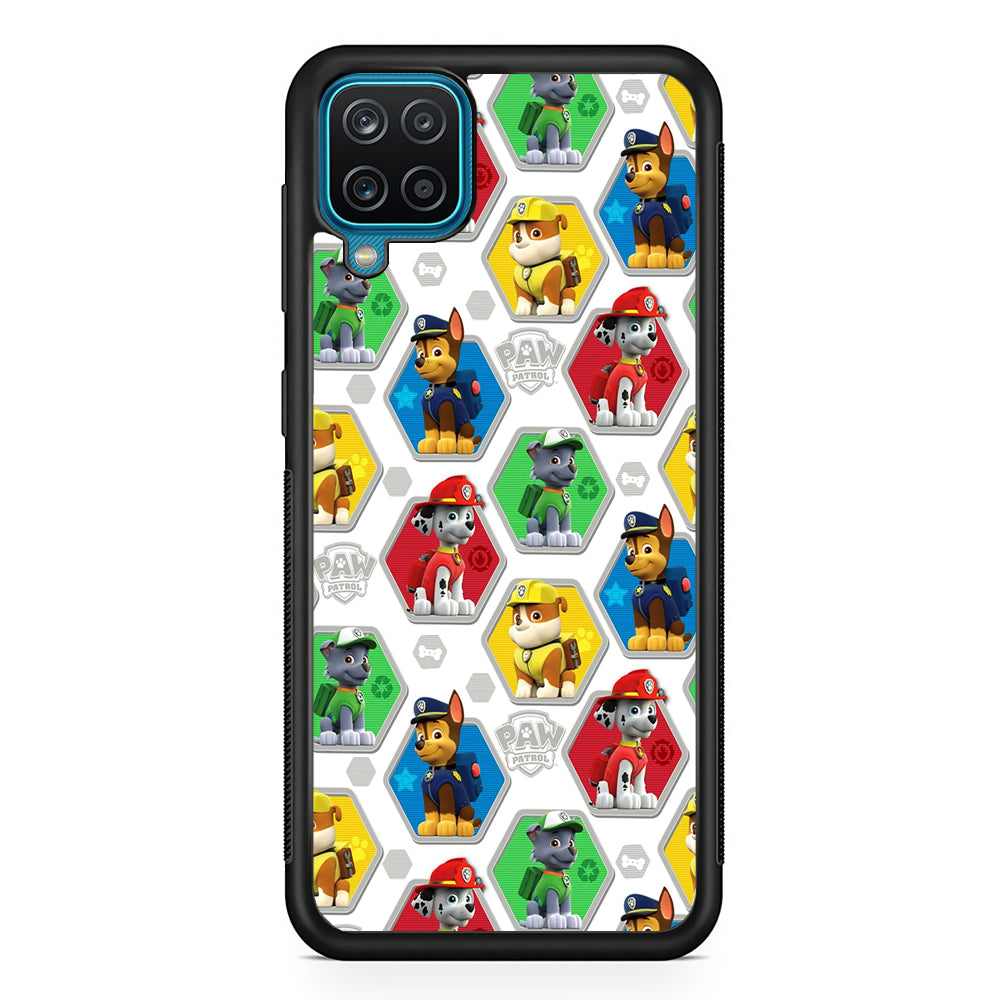 Paw Patrol Patern White Samsung Galaxy A12 Case-Phone Case-Rubber Black (2D Case)-Altracase
