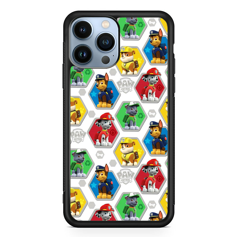 Paw Patrol Patern White iPhone 15 Pro Max Case-Phone Case-Rubber Black (2D Case)-Altracase