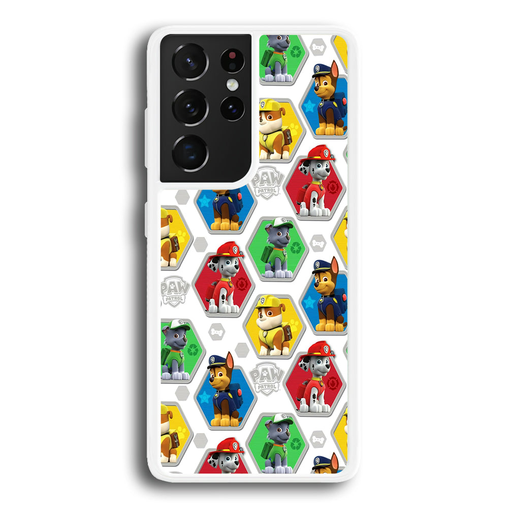 Paw Patrol Patern White Samsung Galaxy S24 Ultra Case-Phone Case-Rubber White (2D Case)-Altracase