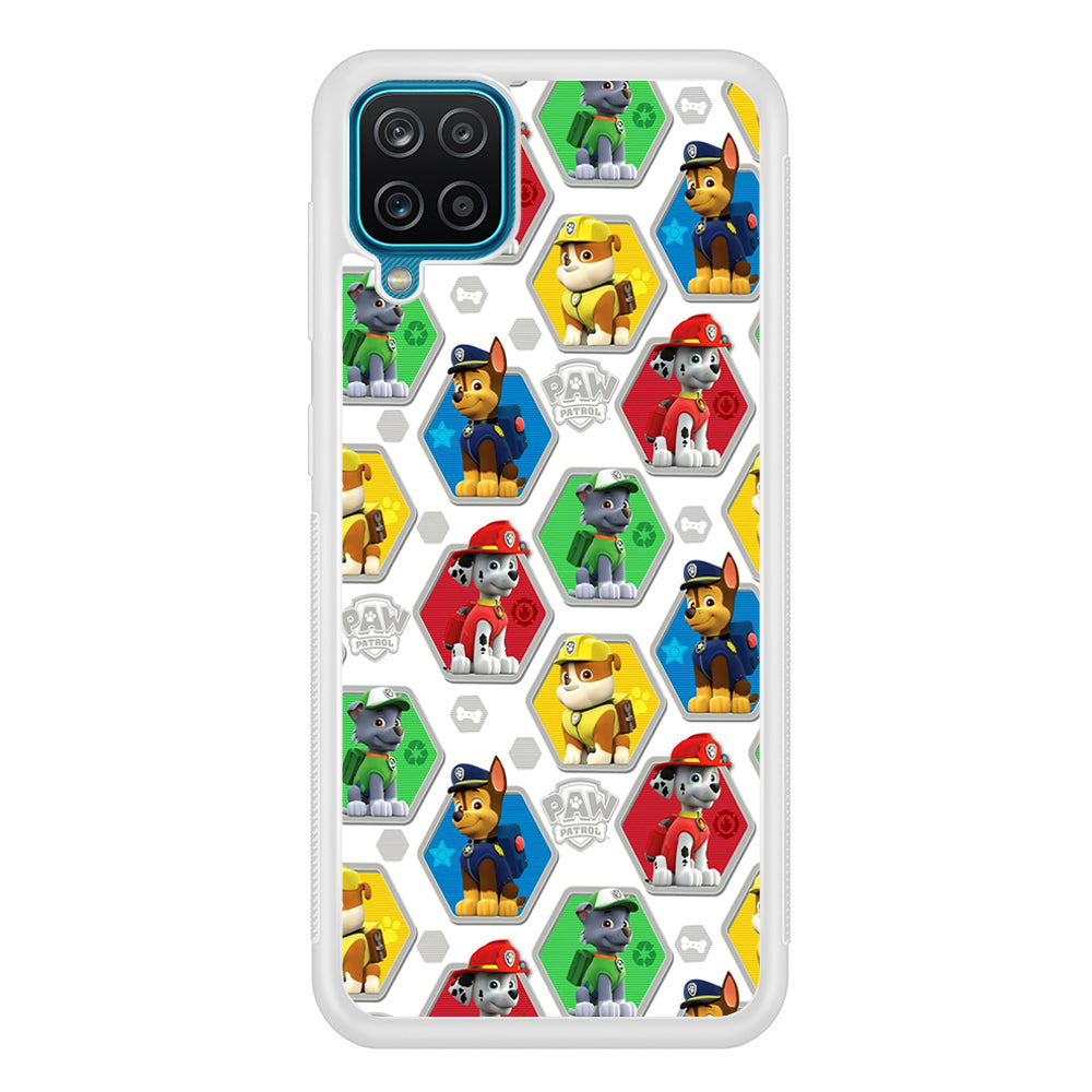 Paw Patrol Patern White Samsung Galaxy A12 Case-Phone Case-Rubber White (2D Case)-Altracase
