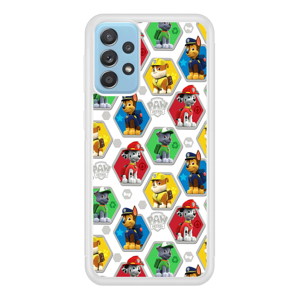 Paw Patrol Patern White Samsung Galaxy A52 Case-Phone Case-Rubber White (2D Case)-Altracase