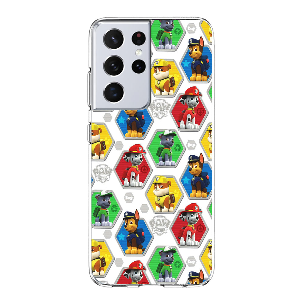 Paw Patrol Patern White Samsung Galaxy S24 Ultra Case-Phone Case-Clear Soft Case-Altracase