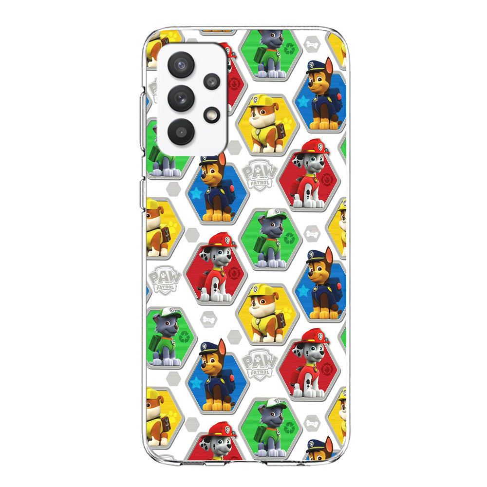 Paw Patrol Patern White Samsung Galaxy A32 Case-Phone Case-Clear Soft Case-Altracase