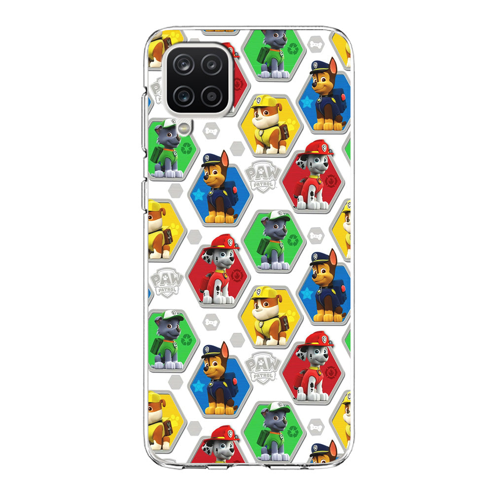 Paw Patrol Patern White Samsung Galaxy A12 Case-Phone Case-Clear Soft Case-Altracase