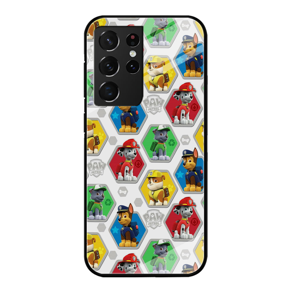Paw Patrol Patern White Samsung Galaxy S24 Ultra Case-Phone Case-Tempered Glass Case-Altracase