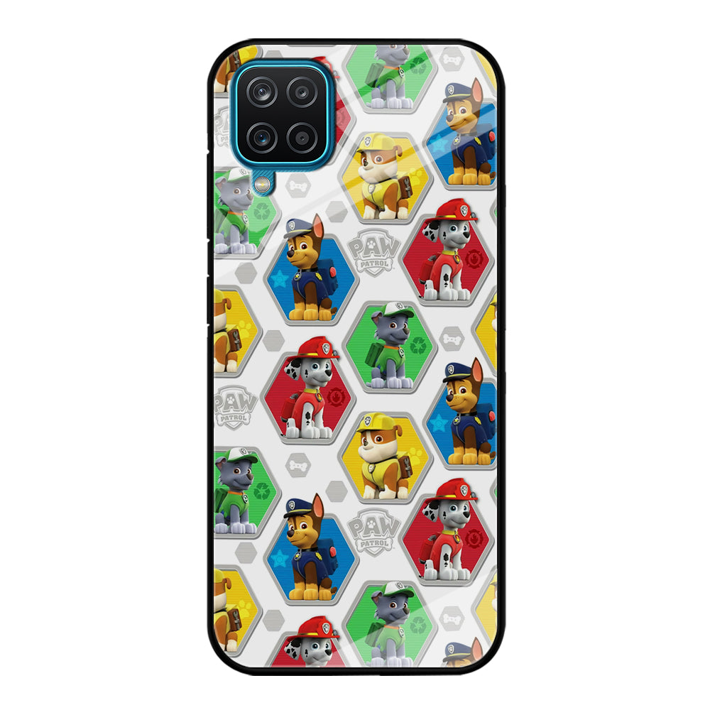 Paw Patrol Patern White Samsung Galaxy A12 Case-Phone Case-Tempered Glass Case-Altracase