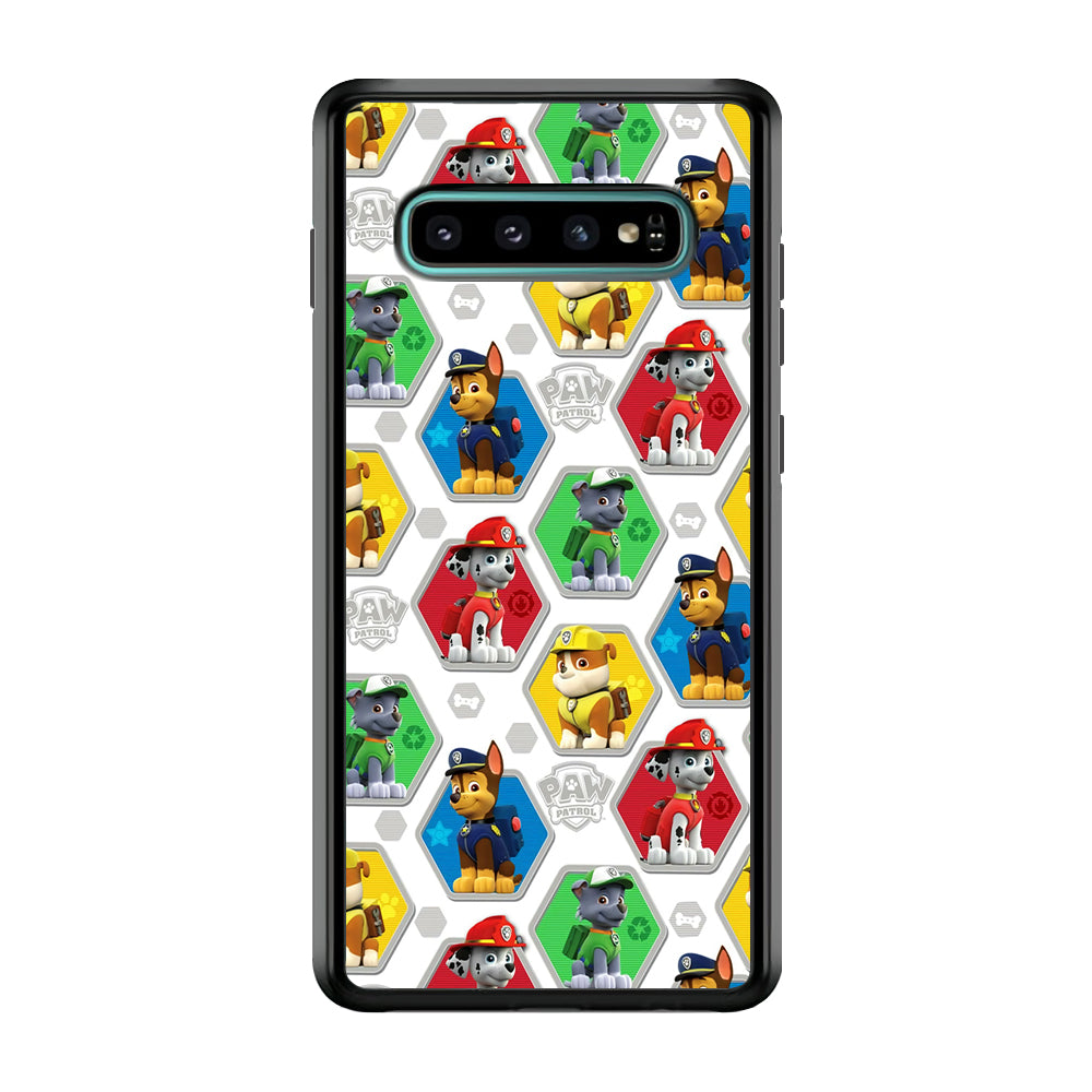 Paw Patrol Patern White Samsung Galaxy S10 Plus Case-Phone Case-Rubber Black (2D Case)-Altracase