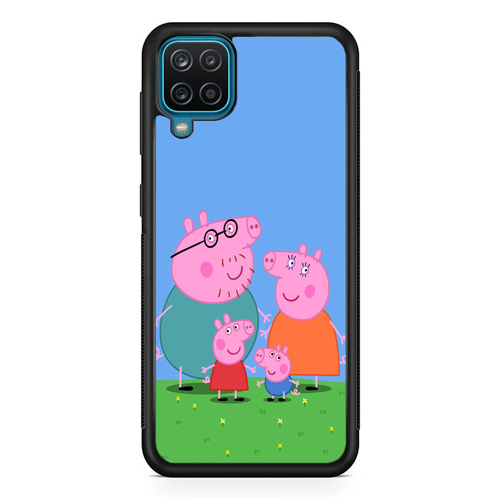 Peppa Pig Family Cartoon Samsung Galaxy A12 Case-Phone Case-Rubber Black (2D Case)-Altracase