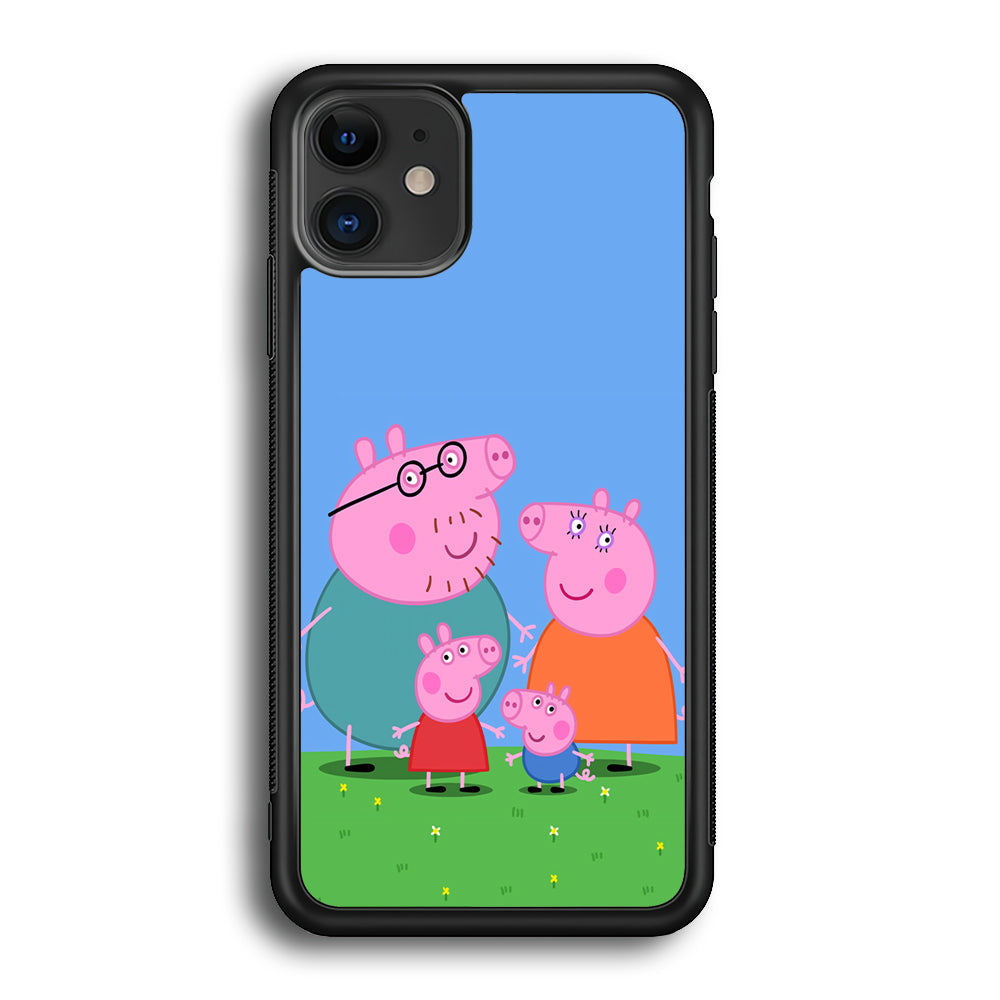 Peppa Pig Family Cartoon iPhone 12 Case-Phone Case-Rubber Black (2D Case)-Altracase