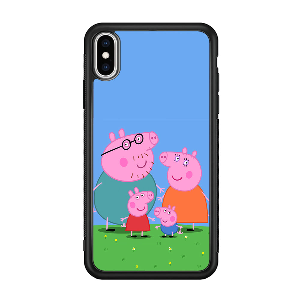 Peppa Pig Family Cartoon iPhone Xs Case-Phone Case-Rubber Black (2D Case)-Altracase