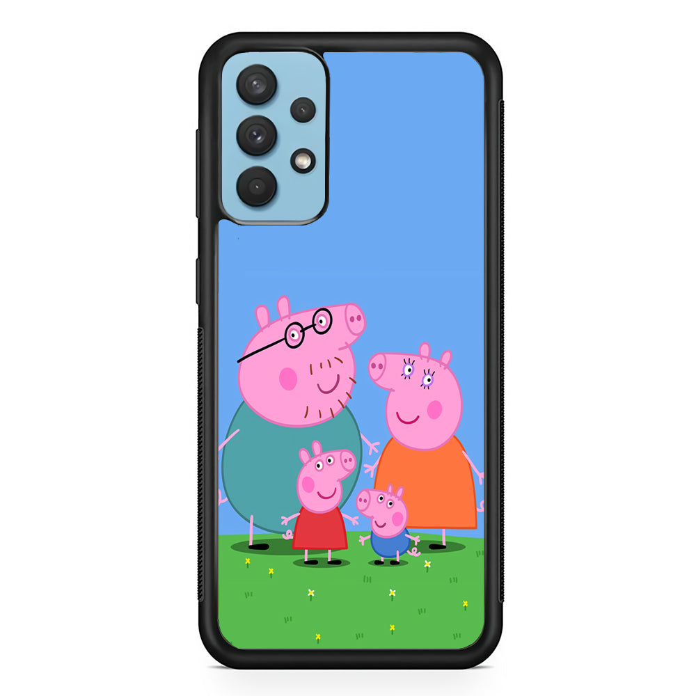 Peppa Pig Family Cartoon Samsung Galaxy A32 Case-Phone Case-Rubber Black (2D Case)-Altracase