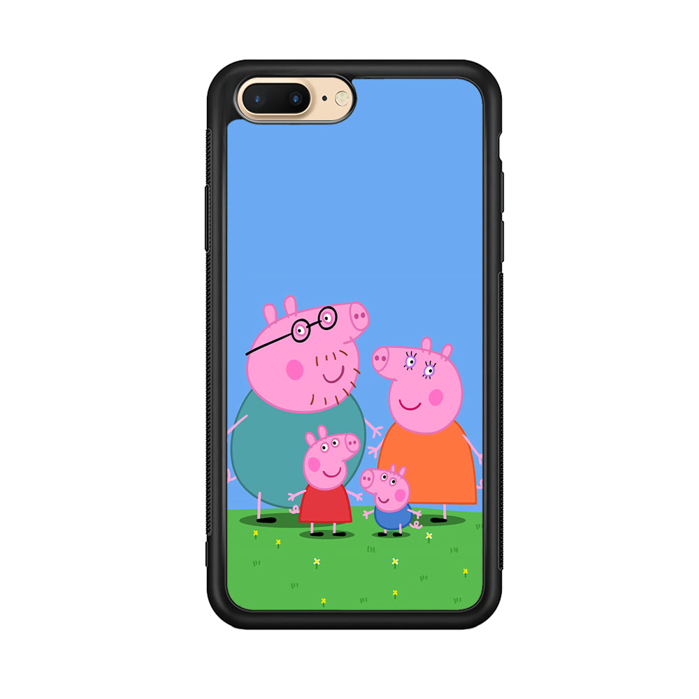 Peppa Pig Family Cartoon iPhone 8 Plus Case-Phone Case-Rubber Black (2D Case)-Altracase