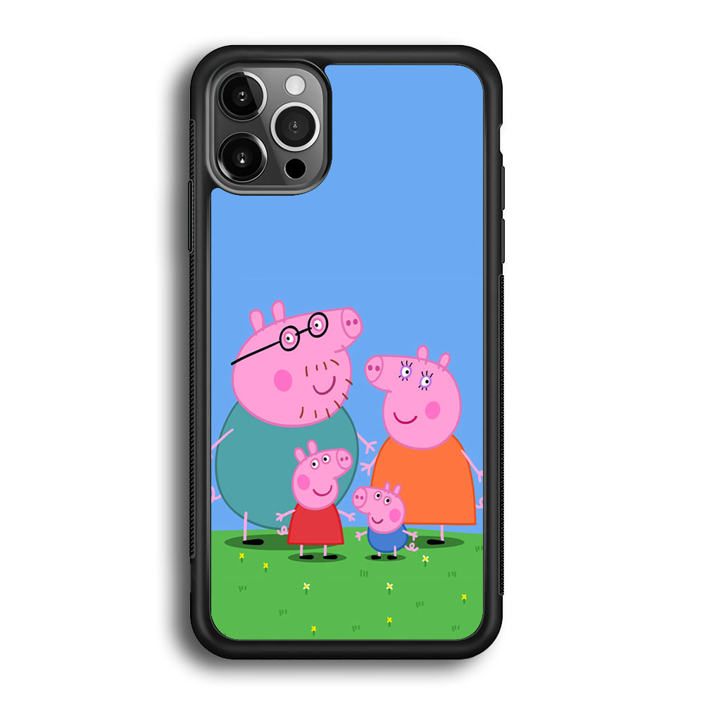 Peppa Pig Family Cartoon iPhone 12 Pro Max Case-Phone Case-Rubber Black (2D Case)-Altracase
