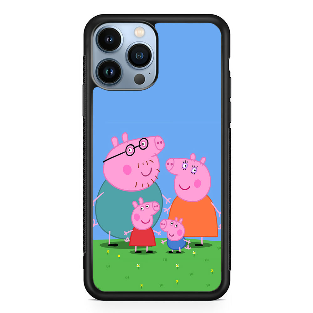 Peppa Pig Family Cartoon iPhone 15 Pro Max Case-Phone Case-Rubber Black (2D Case)-Altracase