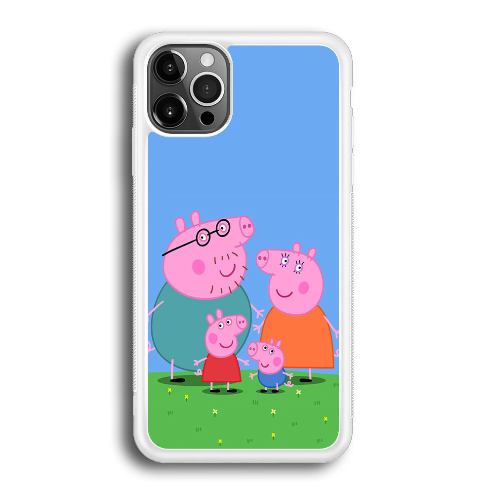 Peppa Pig Family Cartoon iPhone 12 Pro Max Case-Phone Case-Rubber White (2D Case)-Altracase