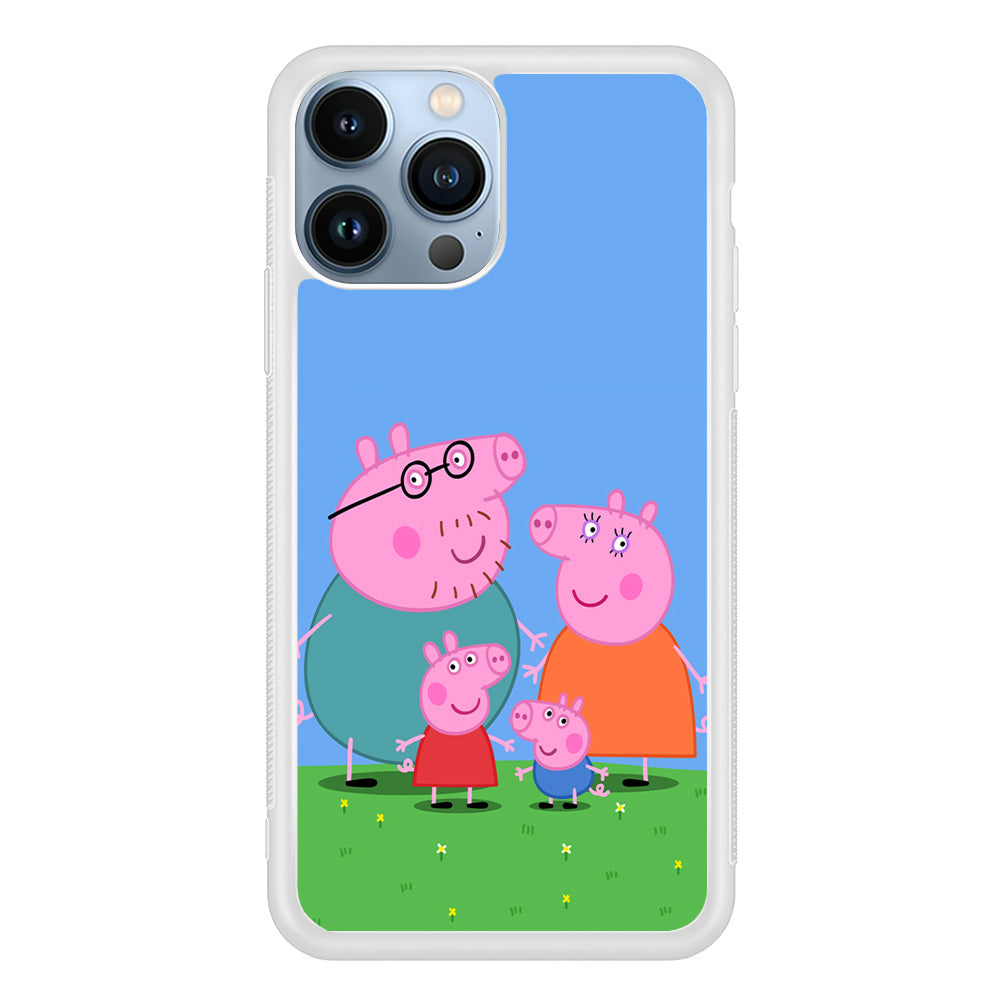 Peppa Pig Family Cartoon iPhone 15 Pro Max Case-Phone Case-Rubber White (2D Case)-Altracase