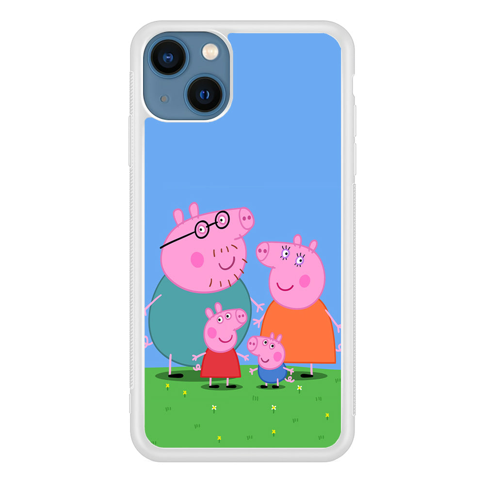 Peppa Pig Family Cartoon iPhone 13 Mini Case-Phone Case-Rubber White (2D Case)-Altracase