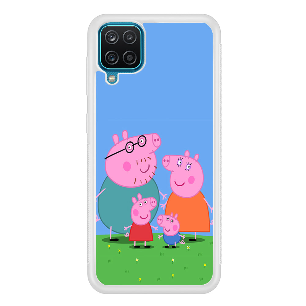 Peppa Pig Family Cartoon Samsung Galaxy A12 Case-Phone Case-Rubber White (2D Case)-Altracase