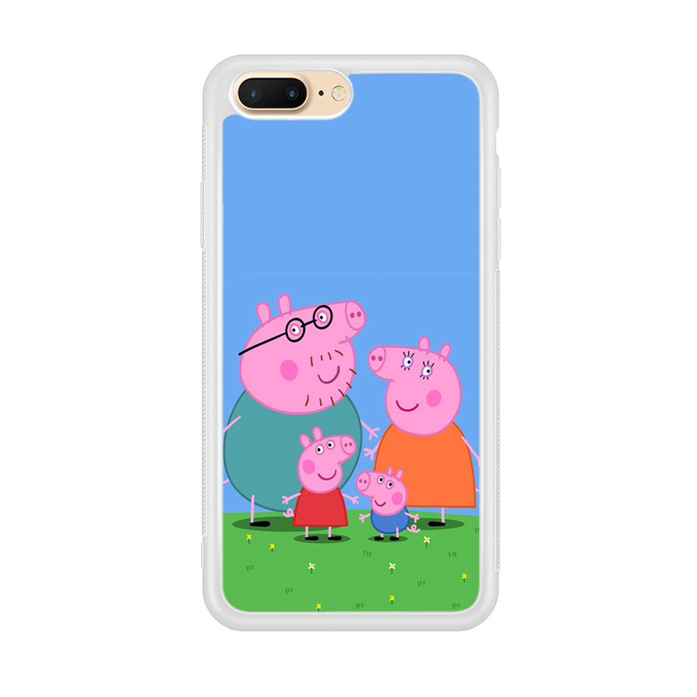 Peppa Pig Family Cartoon iPhone 8 Plus Case-Phone Case-Rubber White (2D Case)-Altracase