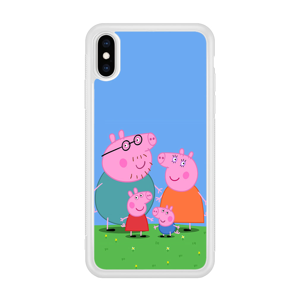 Peppa Pig Family Cartoon iPhone Xs Case-Phone Case-Rubber White (2D Case)-Altracase