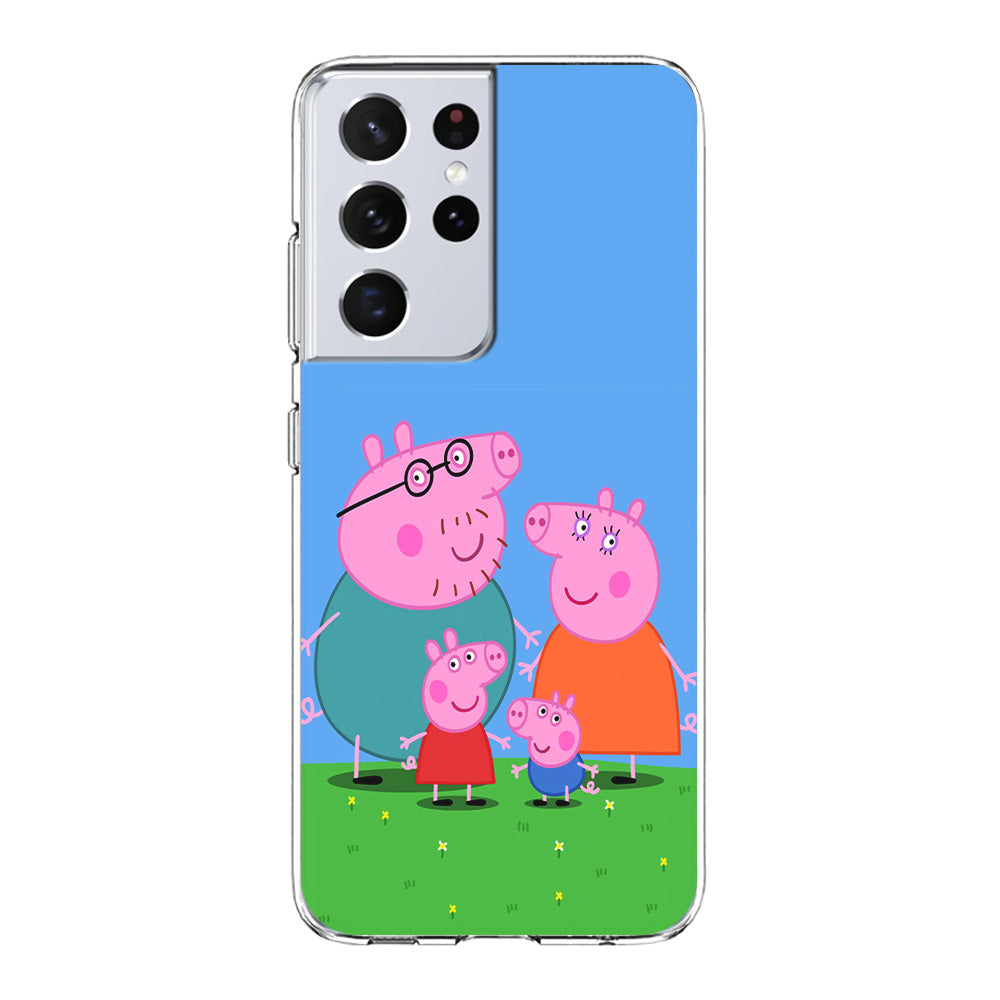Peppa Pig Family Cartoon Samsung Galaxy S21 Ultra Case-Phone Case-Clear Soft Case-Altracase