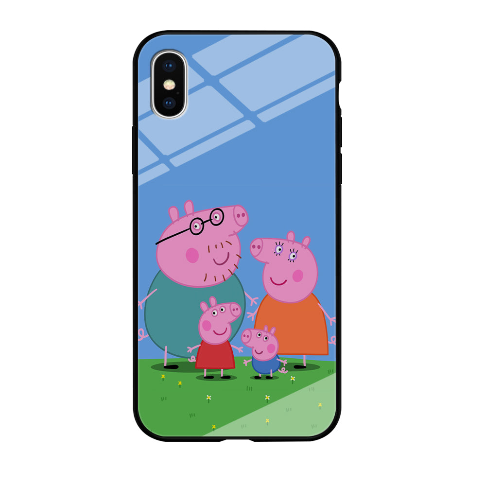 Peppa Pig Family Cartoon iPhone Xs Case-Phone Case-Tempered Glass Case-Altracase