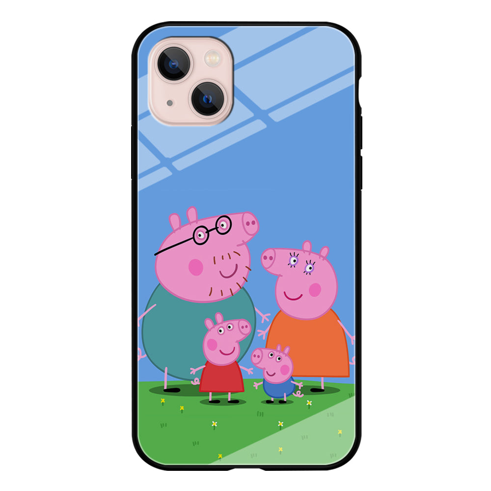 Peppa Pig Family Cartoon iPhone 13 Mini Case-Phone Case-Tempered Glass Case-Altracase