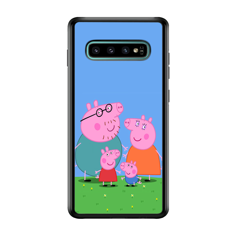 Peppa Pig Family Cartoon Samsung Galaxy S10 Plus Case-Phone Case-Rubber Black (2D Case)-Altracase