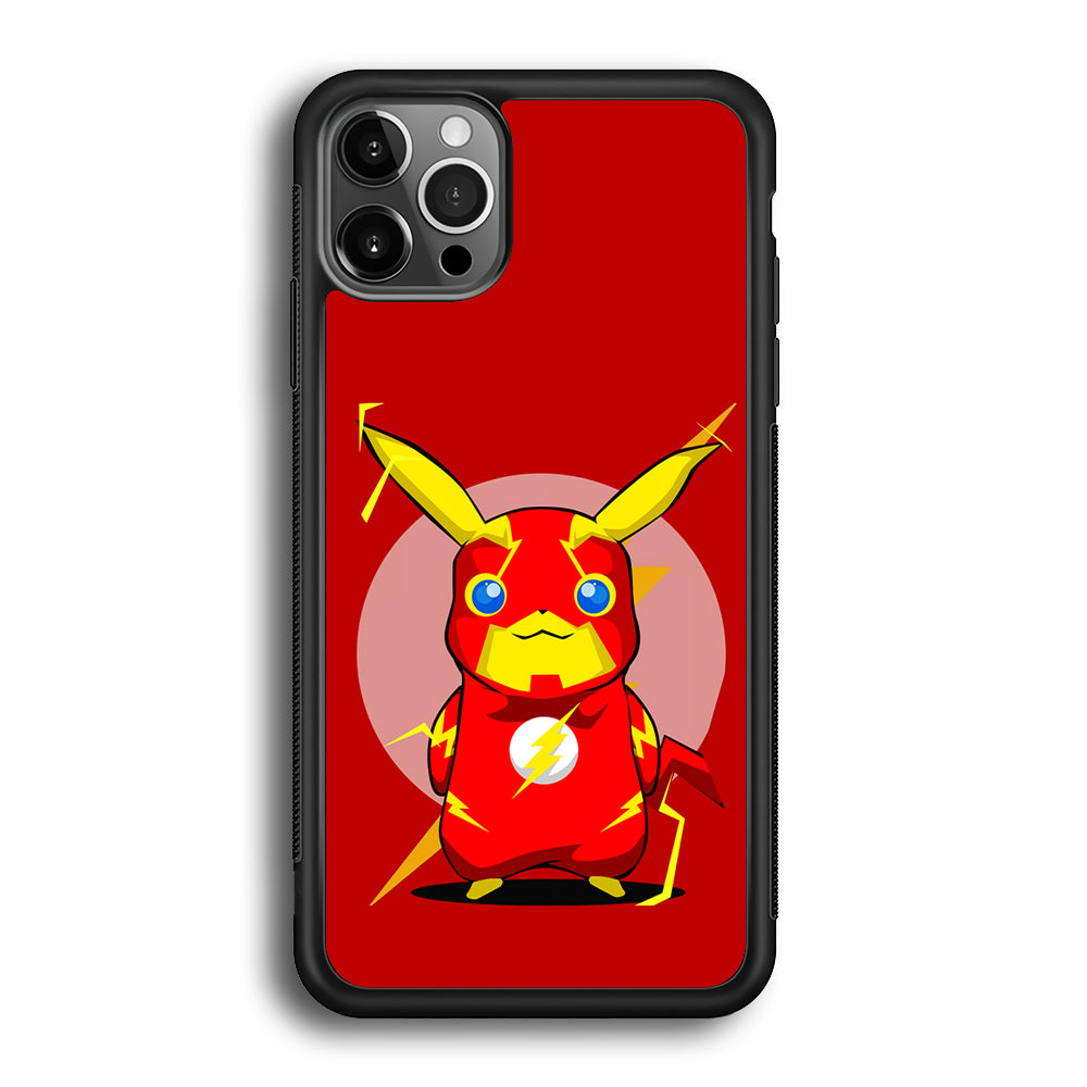 Pikachu in The Flash's Costume iPhone 12 Pro Max Case-Phone Case-Rubber Black (2D Case)-Altracase