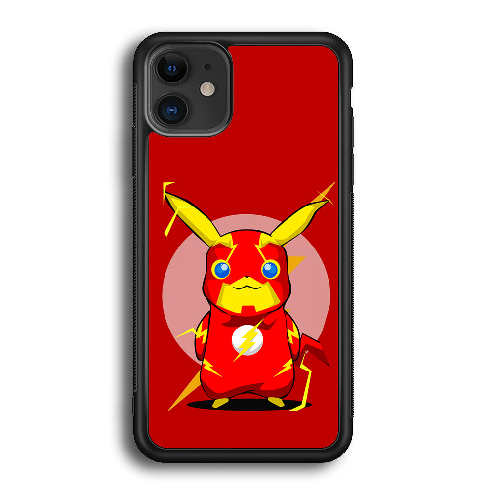 Pikachu in The Flash's Costume iPhone 12 Case-Phone Case-Rubber Black (2D Case)-Altracase
