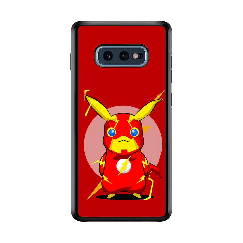 Pikachu in The Flash's Costume Samsung Galaxy S10E Case-Phone Case-Rubber Black (2D Case)-Altracase