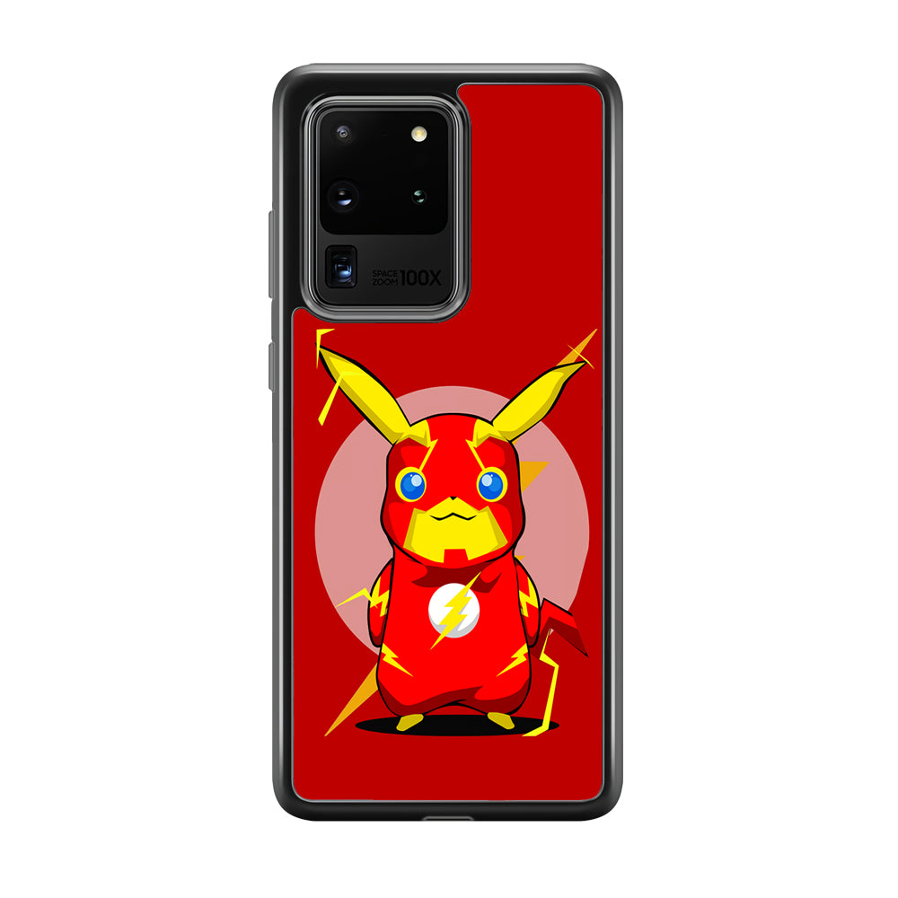 Pikachu in The Flash's Costume Samsung Galaxy S20 Ultra Case-Phone Case-Rubber Black (2D Case)-Altracase