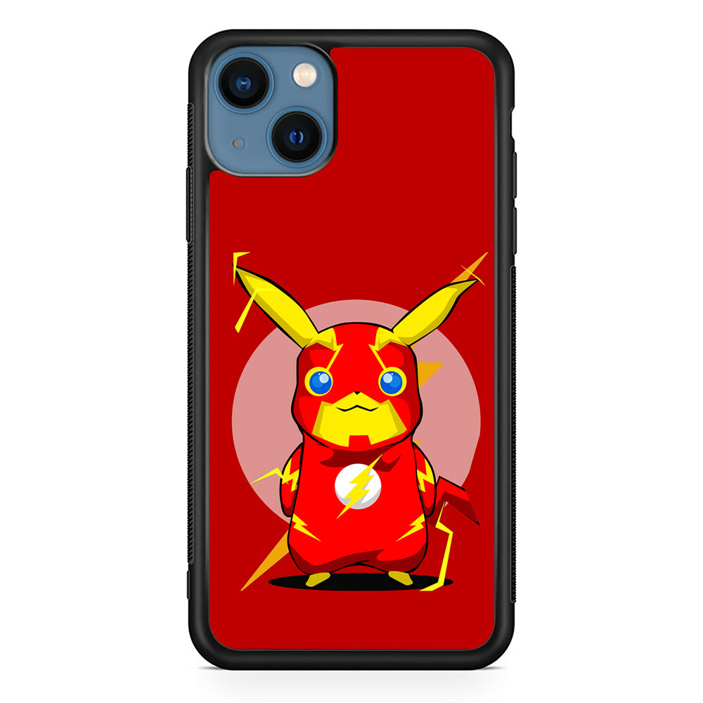 Pikachu in The Flash's Costume iPhone 13 Mini Case-Phone Case-Rubber Black (2D Case)-Altracase