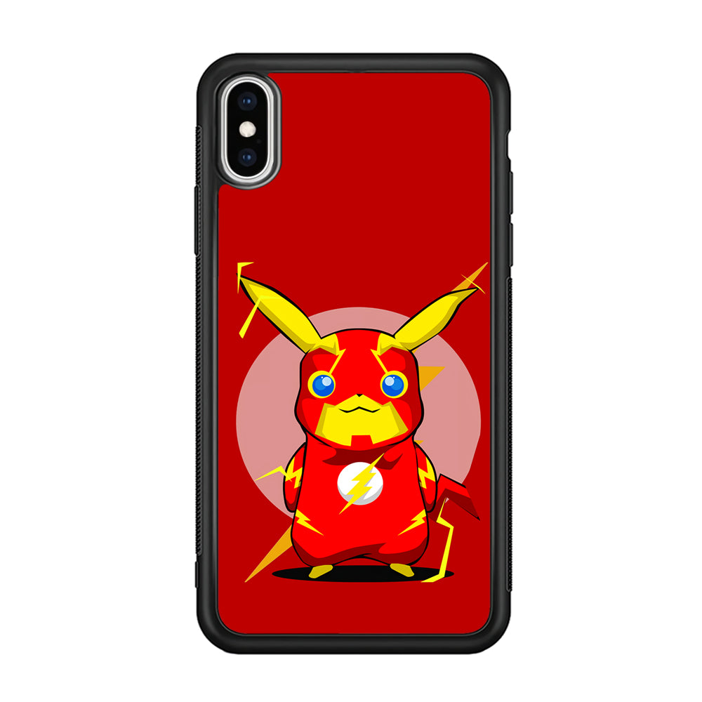 Pikachu in The Flash's Costume iPhone Xs Case-Phone Case-Rubber Black (2D Case)-Altracase