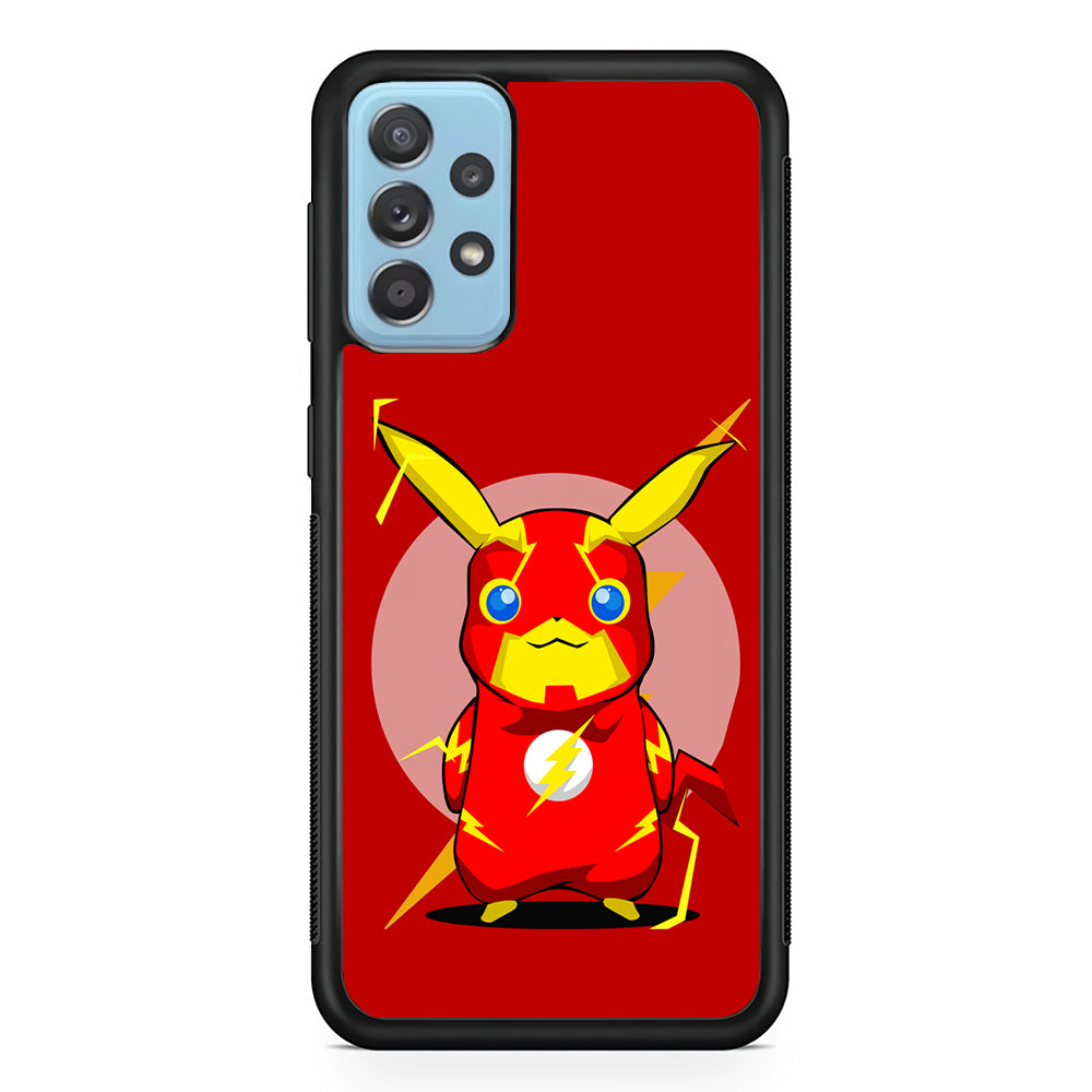 Pikachu in The Flash's Costume Samsung Galaxy A72 Case-Phone Case-Rubber Black (2D Case)-Altracase