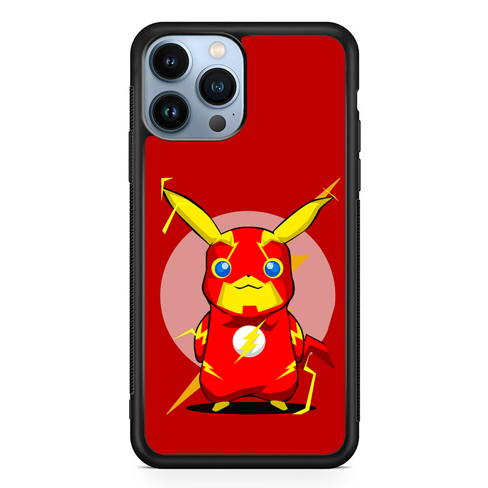 Pikachu in The Flash's Costume iPhone 15 Pro Max Case-Phone Case-Rubber Black (2D Case)-Altracase