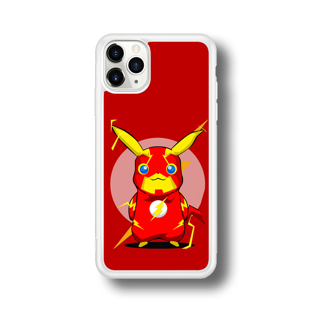 Pikachu in The Flash's Costume iPhone 11 Pro Max Case-Phone Case-Rubber White (2D Case)-Altracase