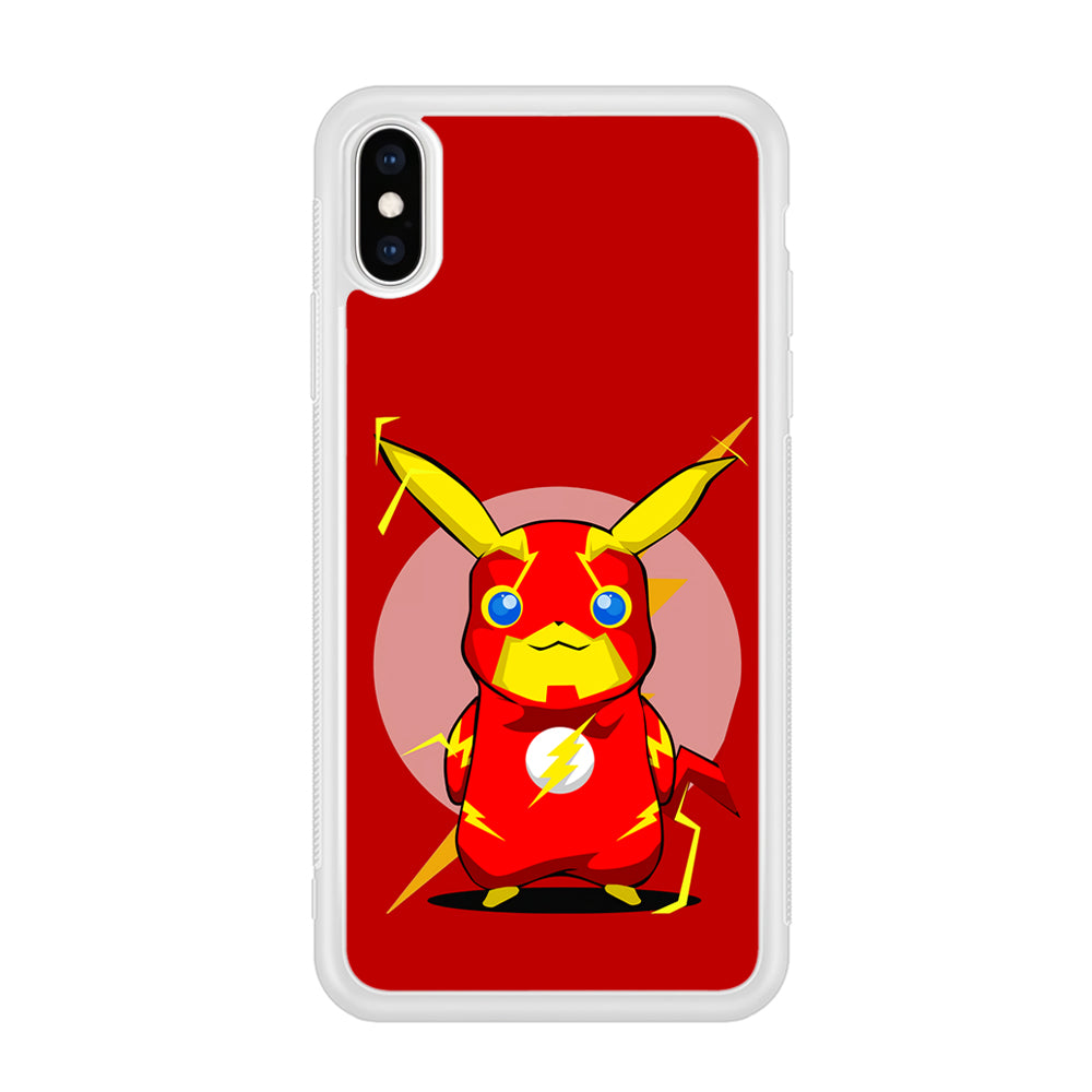 Pikachu in The Flash's Costume iPhone Xs Case-Phone Case-Rubber White (2D Case)-Altracase